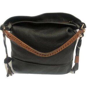 Varriale Handbag Black Genuine Leather Satchel ShoulderBag Purse